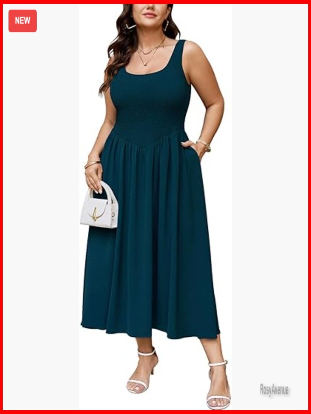 Plus Size Sleeveless Maxi Dress Smocked High Waist A-Line Flowy Summer
